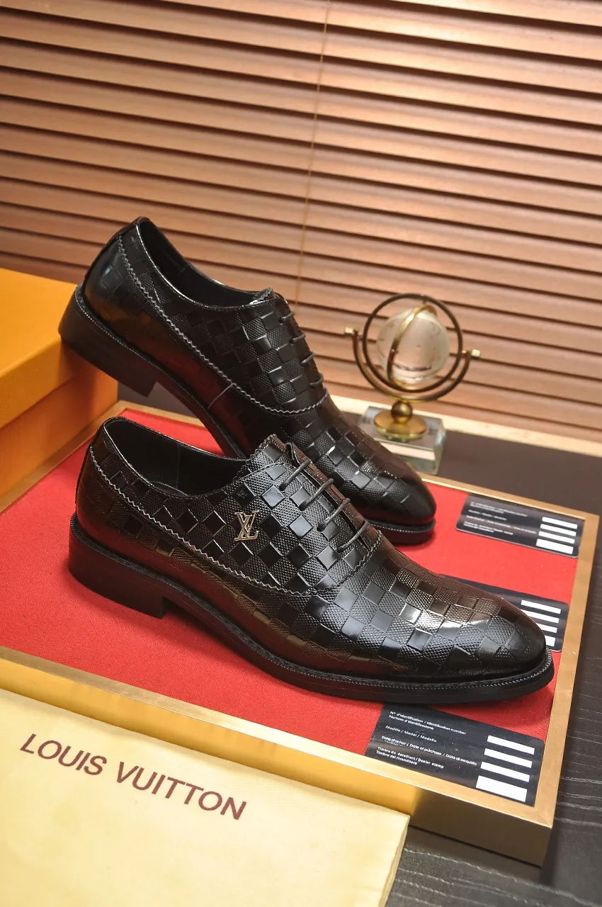 Men's shoes💰460💶【LOUIS VUITTON】(sheepskin lining) new cowhide LV formal shoes🎩🎩❗️🆘made one to one at the counter🎩original quality, imported cowhide upper➕full sheepskin lining➕original rubber outsole, {high quality visible}👣Size: 38-45 (45 custom-made)
